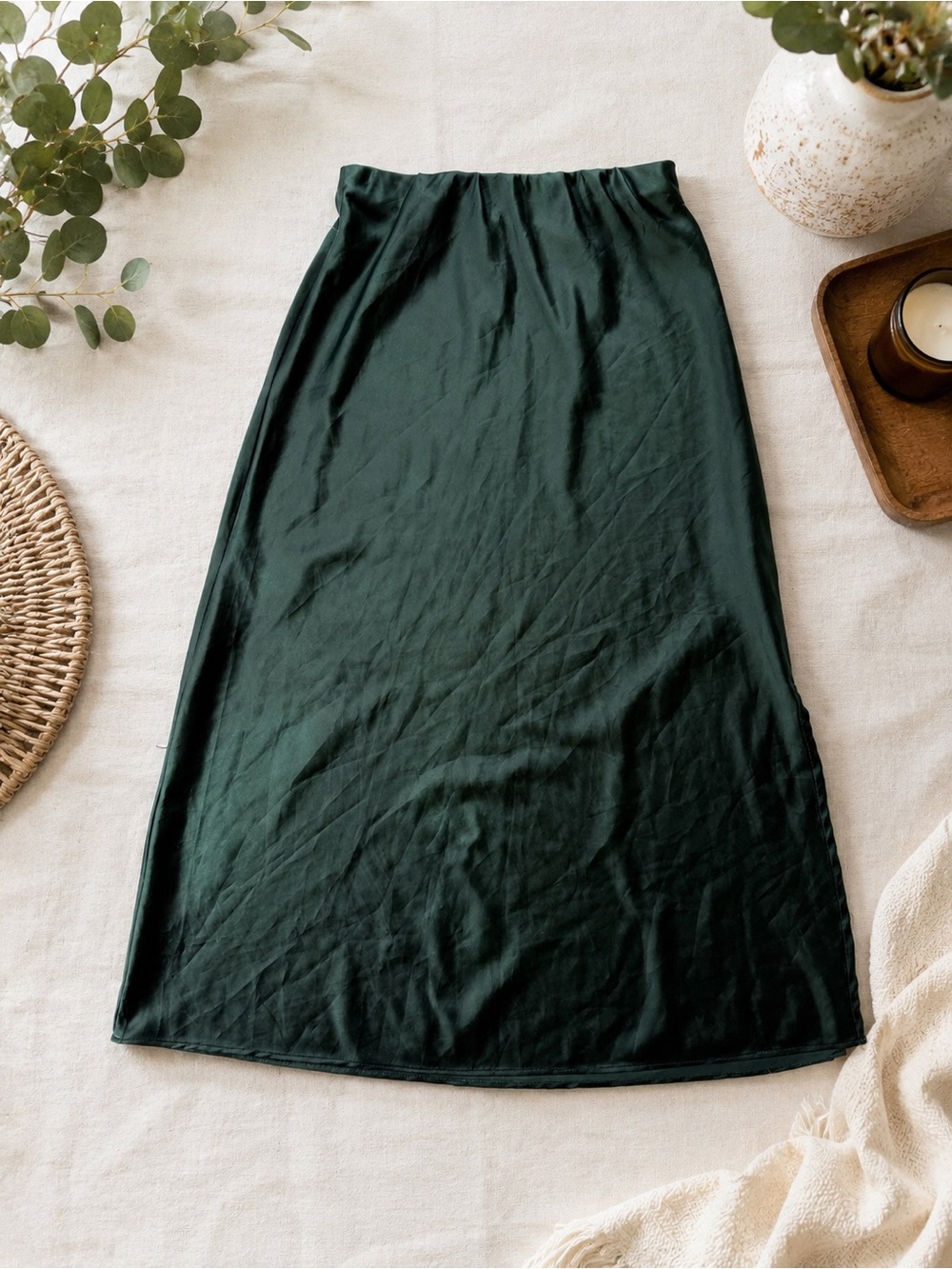 Frakment Orson Forest Green Satin Midi Skirt XS/S